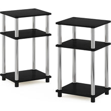 3-Tier End Table Set in Americano and Chrome Finish with Modern Design