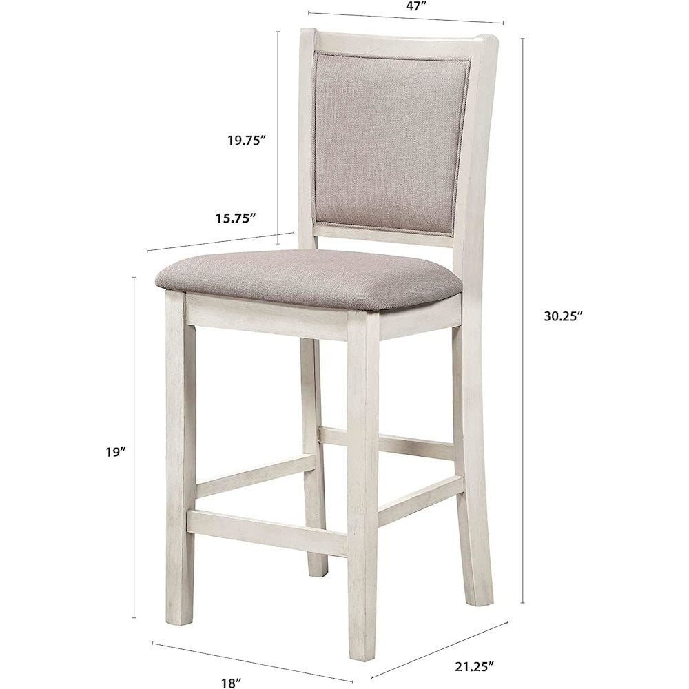 Amy 5-pc Wood Rectangle Counter Set with 4 Chairs in Beige & Brown