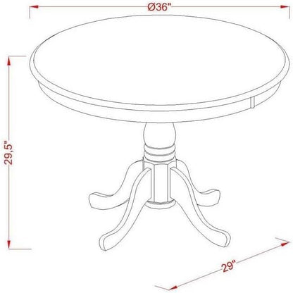 East West Furniture Antique 36" Round Dining Table for Compact Space - Mahogany Top & Black Pedestal