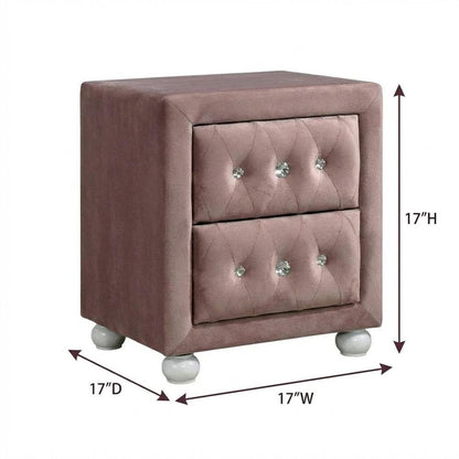 Pink Fabric Nightstand with Rectangular Shape and Modern Design
