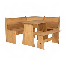Solid Pine Corner Breakfast Nook Dining Set with Storage Bench, Natural