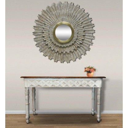 Transitional Falcon Sunburst Wall Décor with Mirror