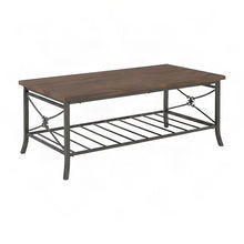 Metal Occasional Table with Plank-Style MDF Top and Slatted Shelf, Set of 3