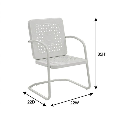 White outdoor armchair duo with sturdy construction and comfortable seating