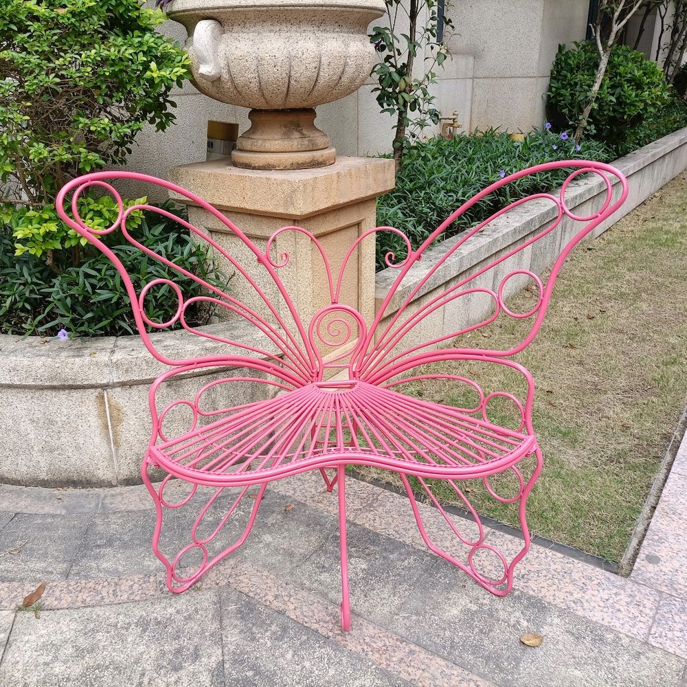 Pink Metal Butterfly Chair: Charming Outdoor Elegance