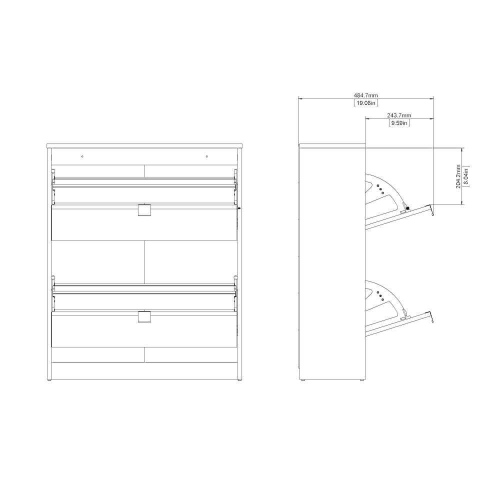 Bright 2 Drawer Shoe Cabinet, Black Matte