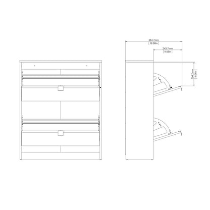 Bright 2 Drawer Shoe Cabinet, Black Matte