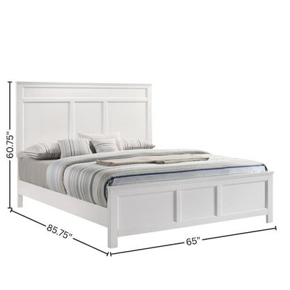Solid Wood Bed Frame Queen Size, White Wooden Queen Bed Frame with Headboard