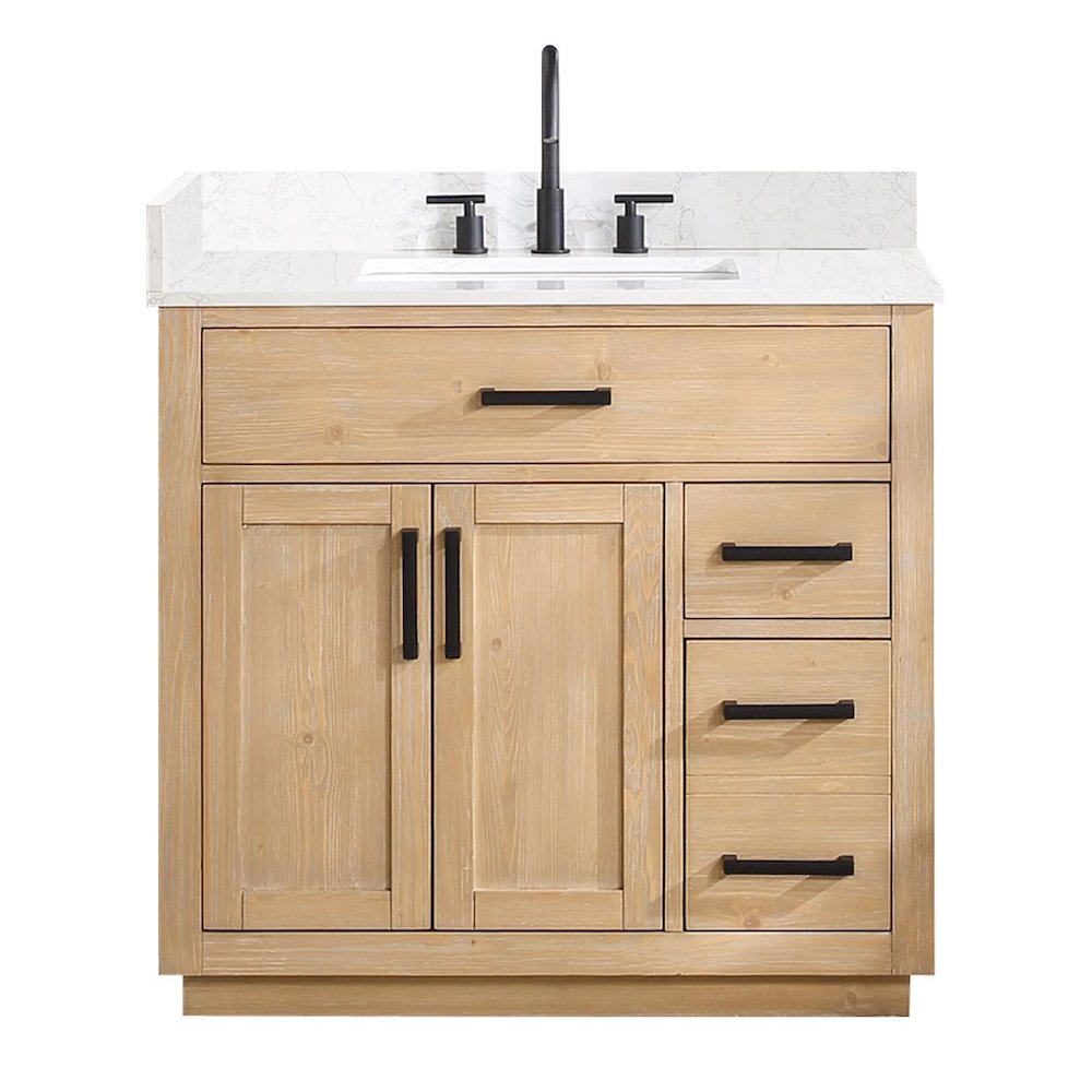 36" Single Bathroom Vanity in Light Brown without Mirror