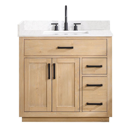 36" Single Bathroom Vanity in Light Brown without Mirror
