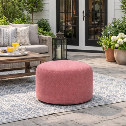 Red Outdoor Pouf Ottoman, Weather-Ready Patio Ottoman for Seating