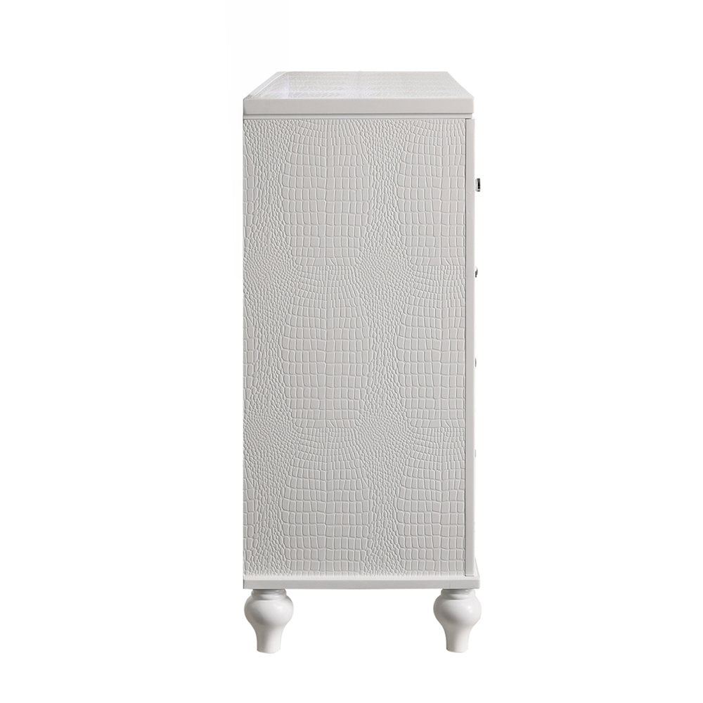 Furniture Valentine Solid Wood Dresser with 9 Drawers in White