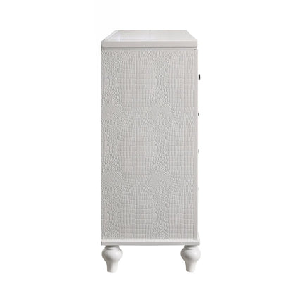 Furniture Valentine Solid Wood Dresser with 9 Drawers in White