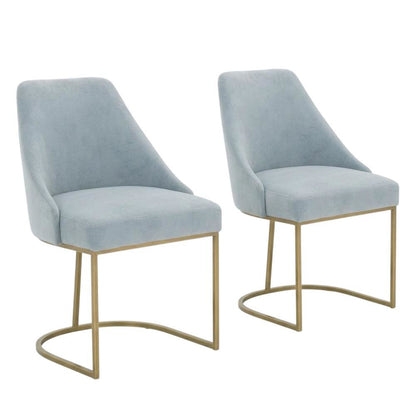 Velvet Dining Chair Set of 2 with Gold-Finished Steel Frame