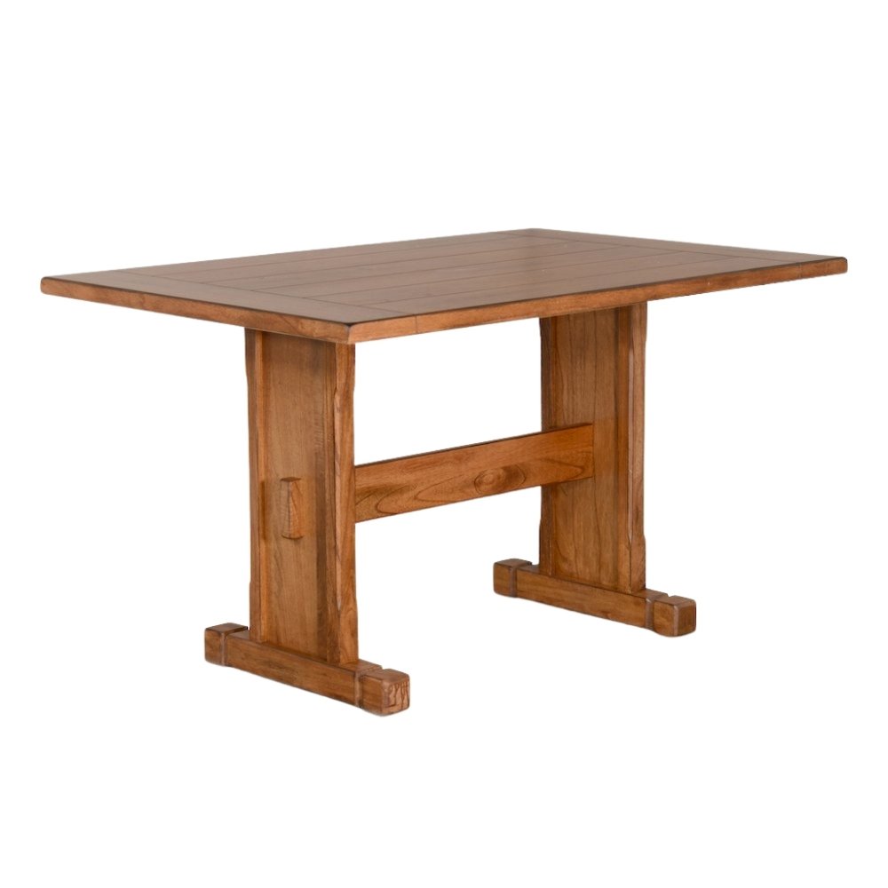 Brown Solid Wood Farmhouse Dining Table, Wooden Dining Table for Dining Room