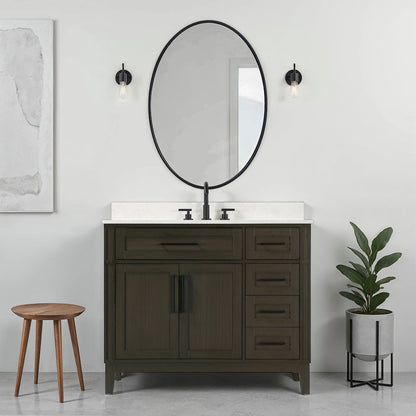 42 inch Single Bathroom Vanity in Mocha Brown