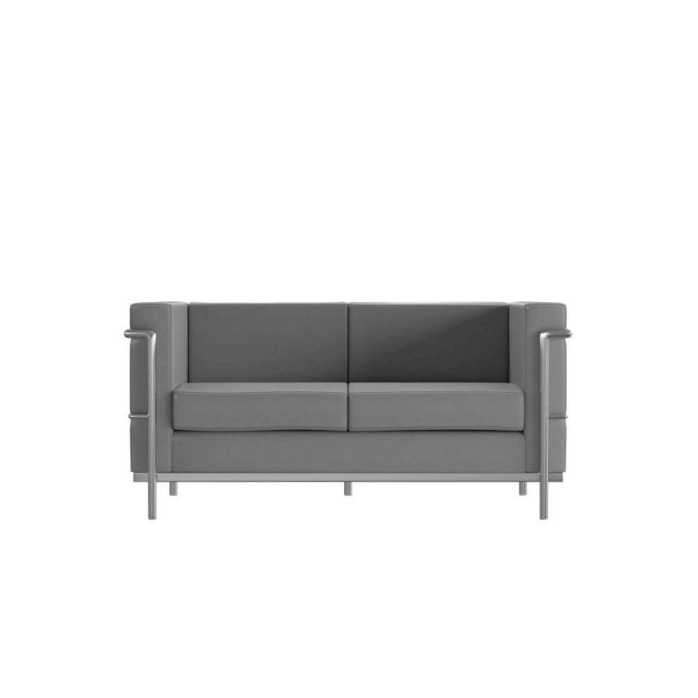 Hercules Regal Series Contemporary Gray LeatherSoft Loveseat with Encasing Frame