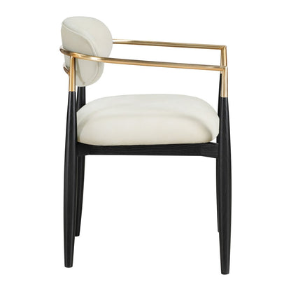 Riccio Beige Performance Fabric Upholstered Dining Arm Chair, Set of 2