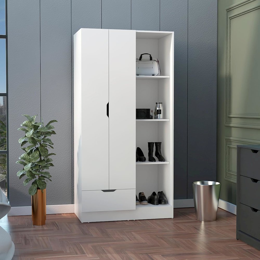 Memphis Wardrobe Armoire White MDF