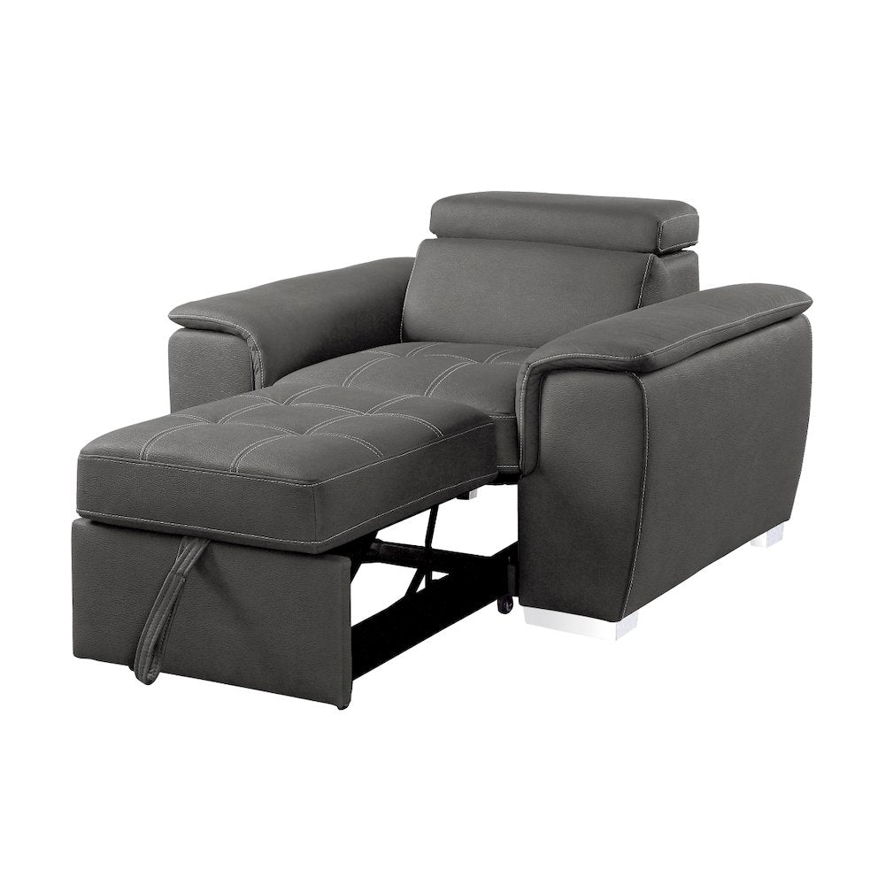 Ferriday Microfiber Accent Chair With Adjustable Headrest In Gray