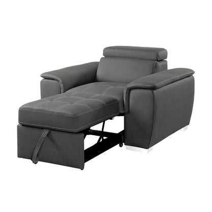 Ferriday Microfiber Accent Chair With Adjustable Headrest In Gray