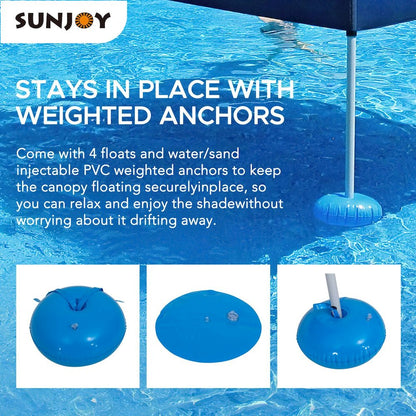 Floating Pool Canopy Pop Up Gazebo Canopy, Steel-Aluminum Frame Floating Tent