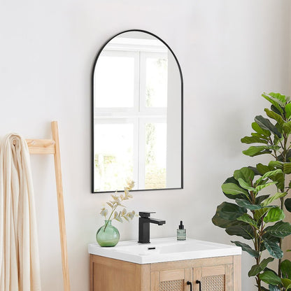 Benoni 24" Classic Domed Bathroom/Vanity Matt Black Aluminum Framed Wall Mirror