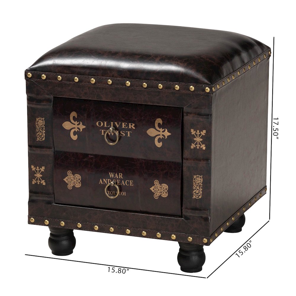 Leather Upholstered Wood Storage Ottoman