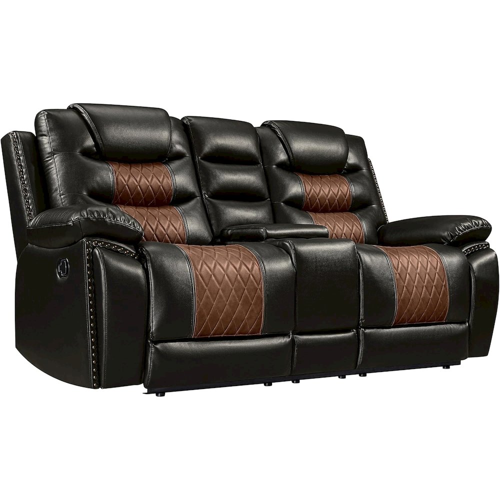 Nikko 2-Piece Faux Leather Manual Living Room Set, Brown