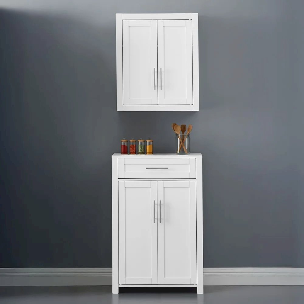 Savannah 2-Piece Kitchen Storage Pantry Set - Storage Cabinet & Wall Cabinet
