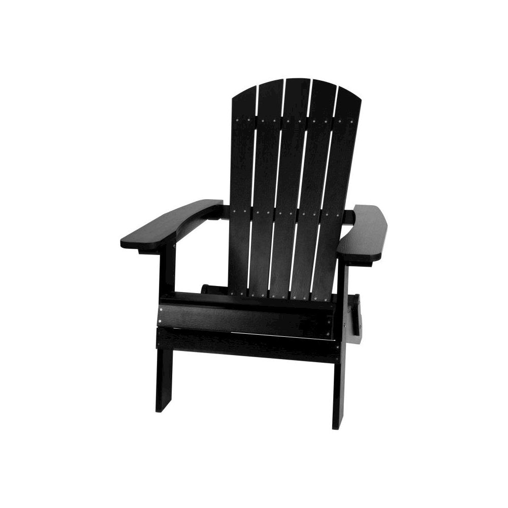 All-Weather Poly Resin Indoor/Outdoor Folding Adirondack Chair in Black