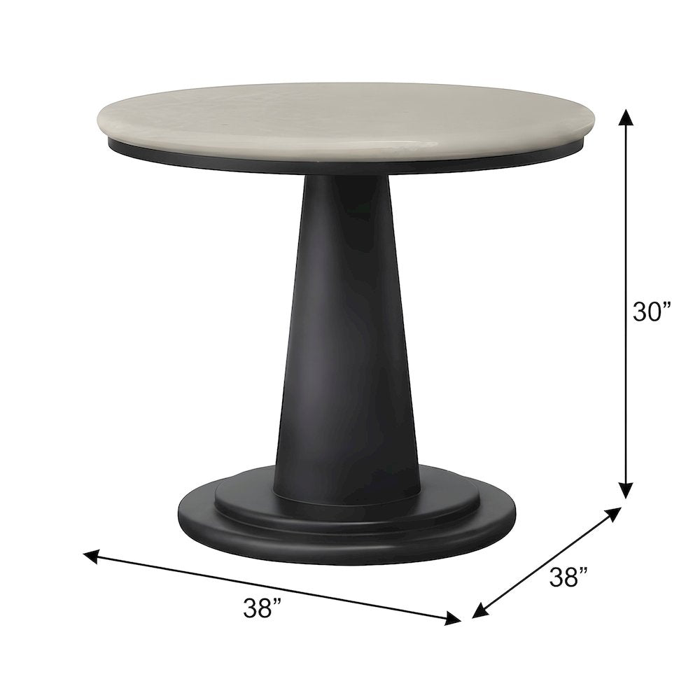 Concrete Outdoor Cafe Dining Table with Hand-Painted Tile-Look Top, Patio