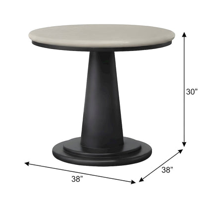 Concrete Outdoor Cafe Dining Table with Hand-Painted Tile-Look Top, Patio