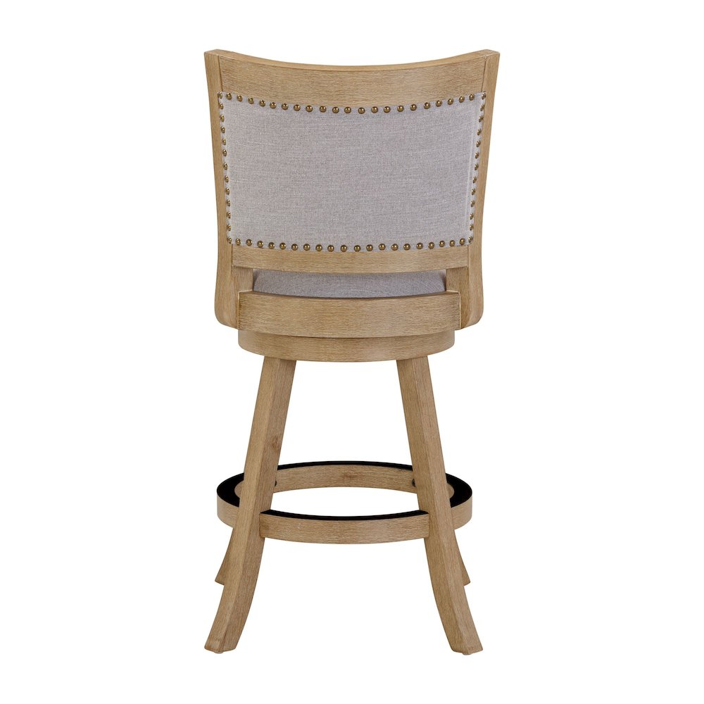 Melrose Grey Fabric Swivel Counter Stool - Driftwood Wire-Brush Finish