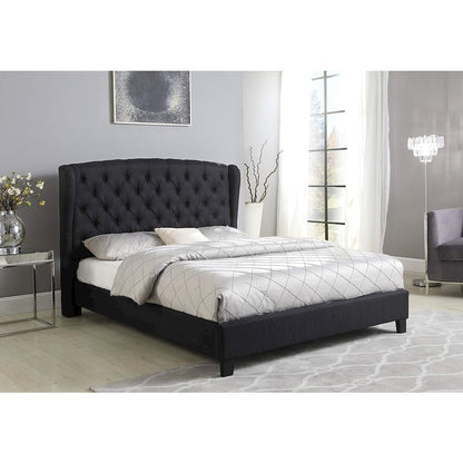 Frances Solid Wood/Fabric Upholstry Cal King Platform Bed - Black