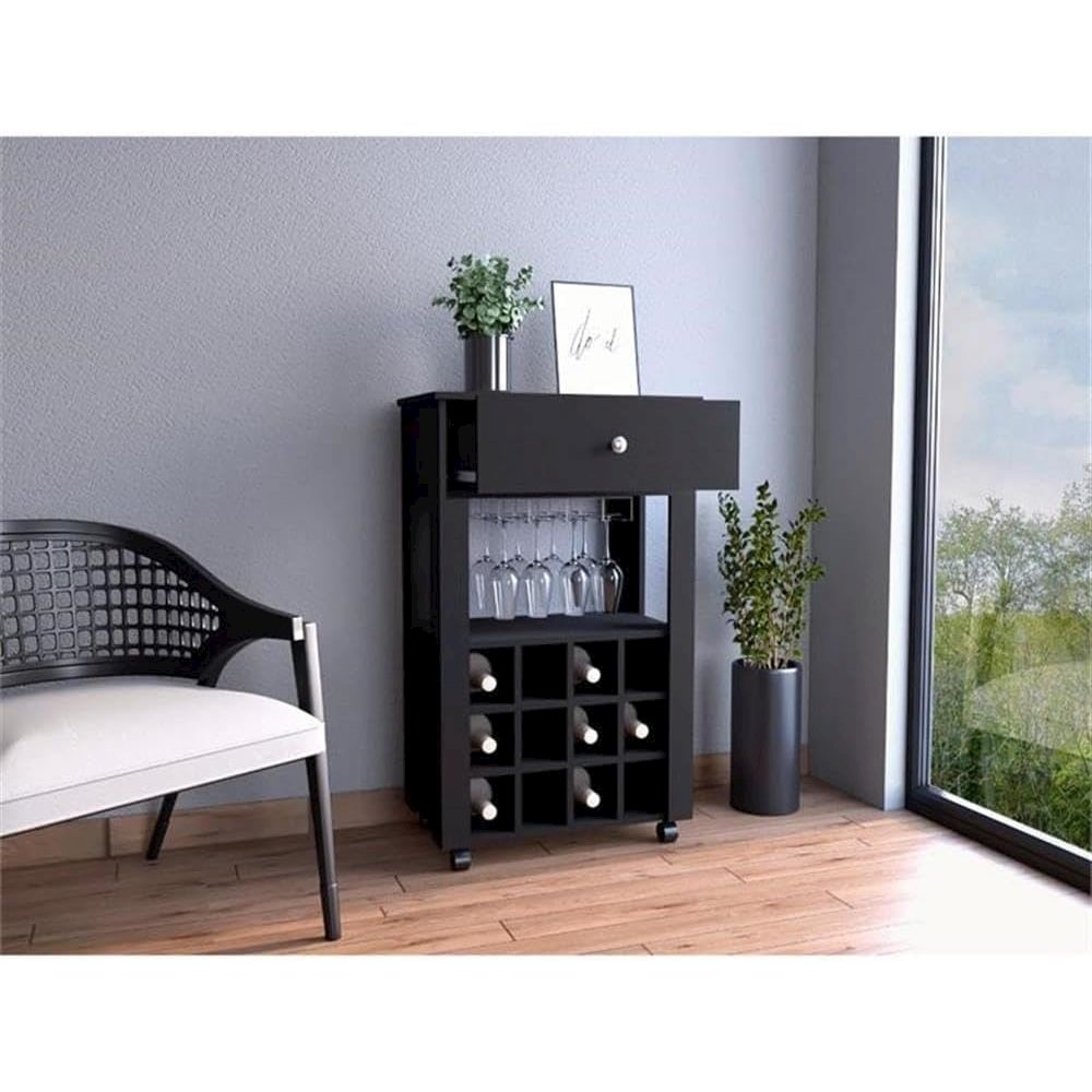 Memphis Bar Cart Black MDF