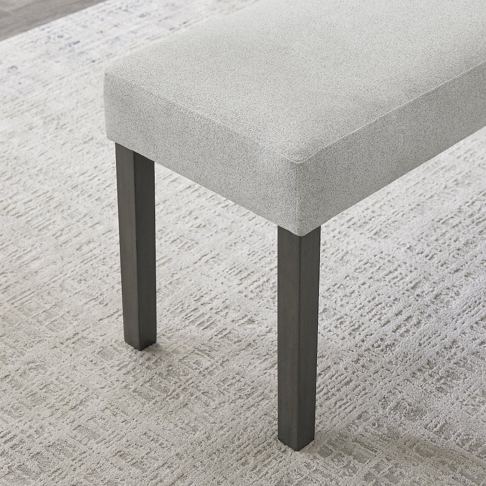Selena Light Gray Fabric Upholstered 40" Bench with Dark Gray Wood Frame