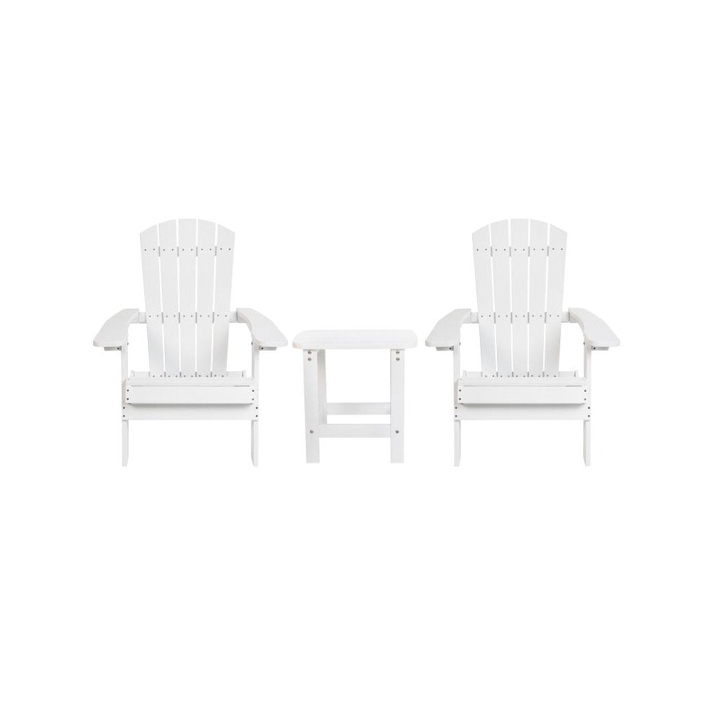 2 Pack All-Weather Poly Resin Folding Adirondack Chair with Side Table
