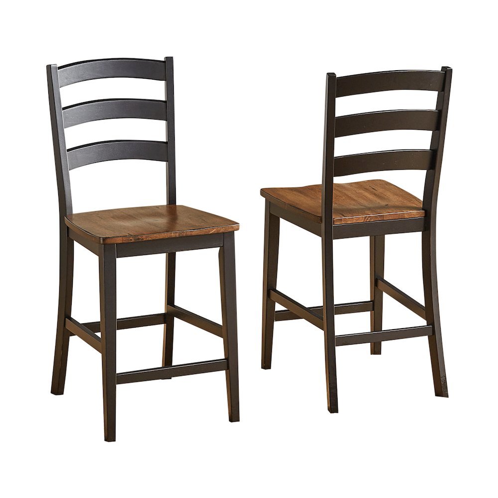 Two-Tone Counter Height Chairs Set of 2 with Solid Rubberwood Frame
