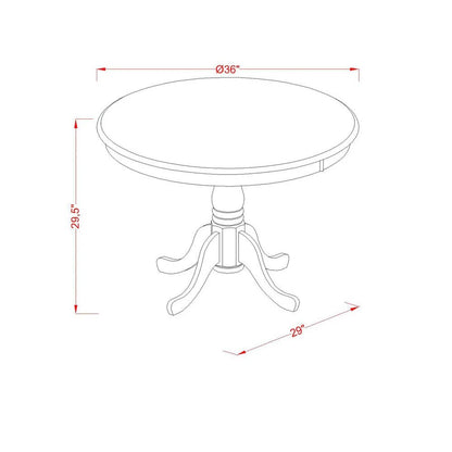 5 Piece Dining Room Table Set Includes a Round Kitchen Table with Pedestal and 4 White Faux Leather Upholstered Parson Chairs, Linen White