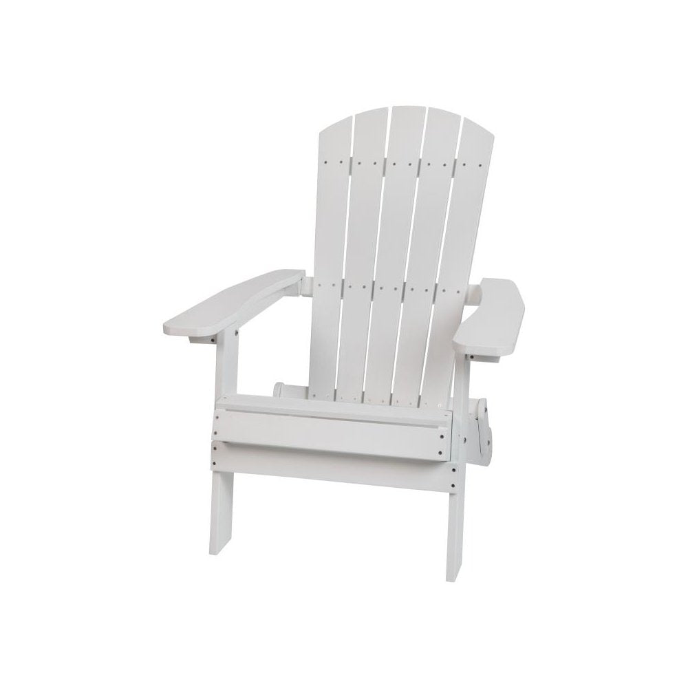 All-Weather Poly Resin Indoor/Outdoor Folding Adirondack Chair in White