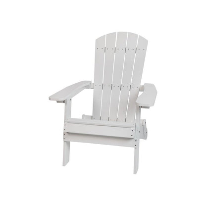 All-Weather Poly Resin Indoor/Outdoor Folding Adirondack Chair in White