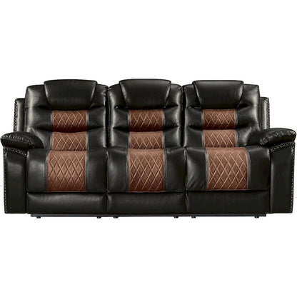 Nikko 2-Piece Faux Leather Manual Living Room Set, Brown