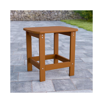 All-Weather Poly Resin Wood Adirondack Side Table in Teak