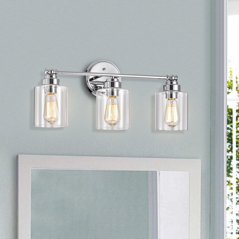 CHLOE Lighting KARSON Transitional 3 Light Chrome Bath Vanity Fixture 23" Wide