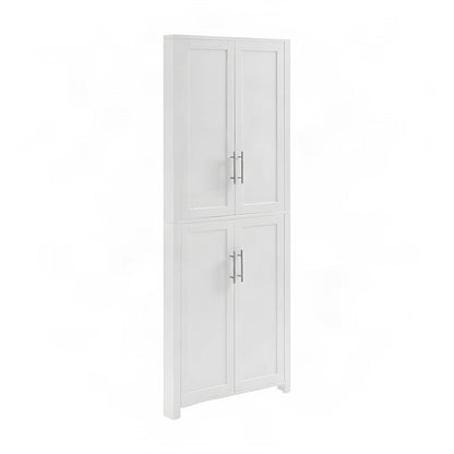 FurniFact Corner Pantry Cabinet with Adjustable Shelves and Anti-Tip, White