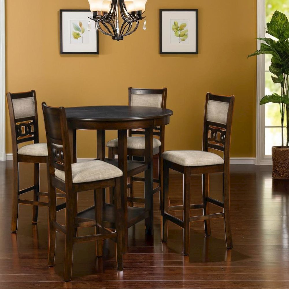 5-Piece Transitional Cherry Wood Dining Set for Elegant Dining Spaces