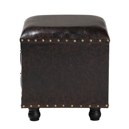 Leather Upholstered Wood Storage Ottoman