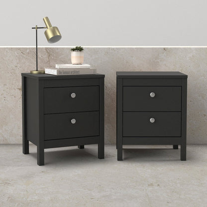 Madrid 2 Drawer Nightstand - Set of 2, Matte Black