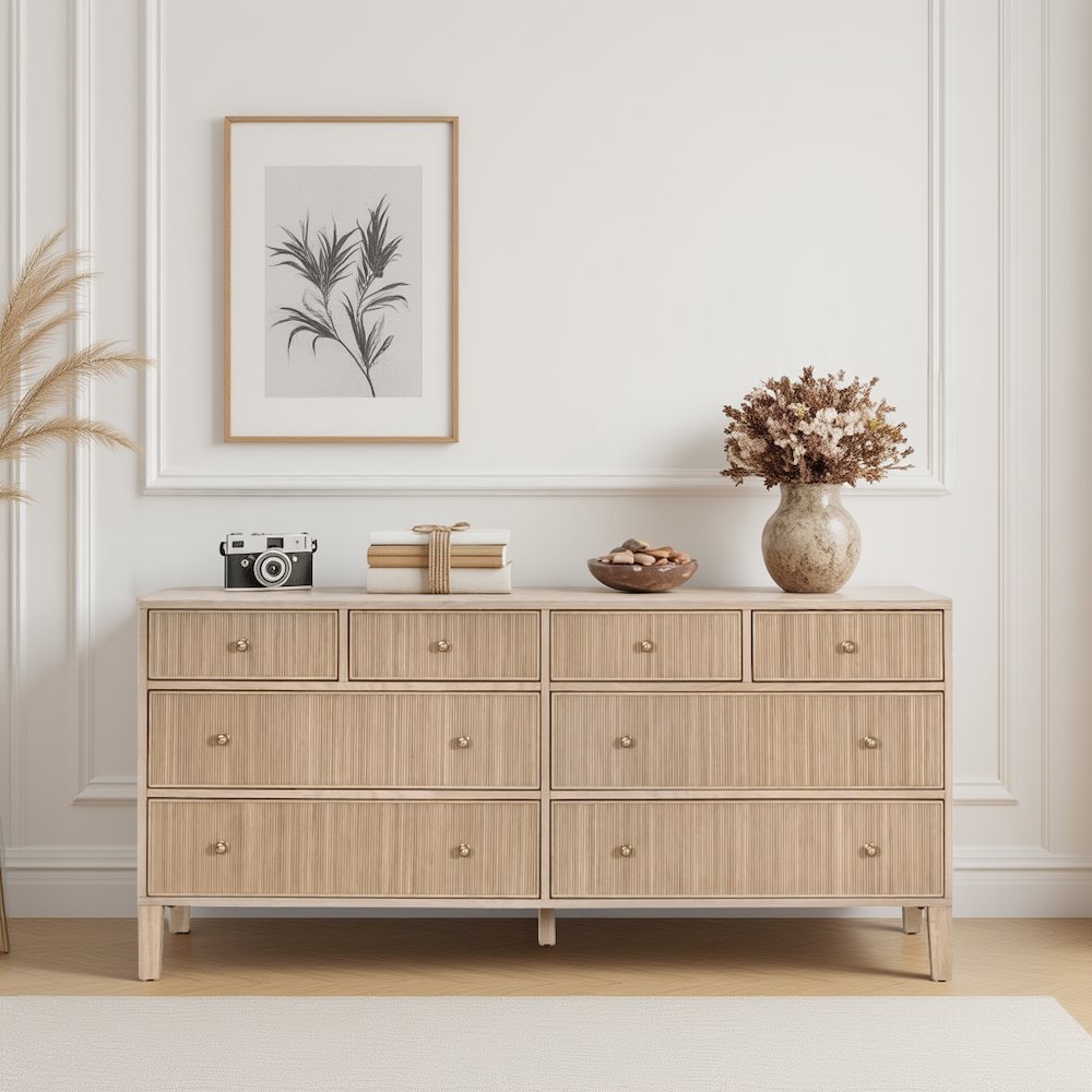 Brown Dresser for Bedroom – Wooden Chest of Drawers with 8 Drawers